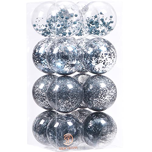 16 Pack Clear Christmas Ball Ornaments with Fillers (16 Count)