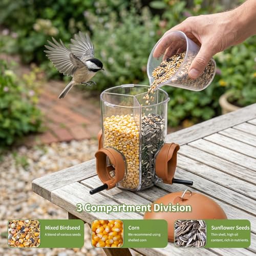 LONA Bird Feeder with 3 Compartments