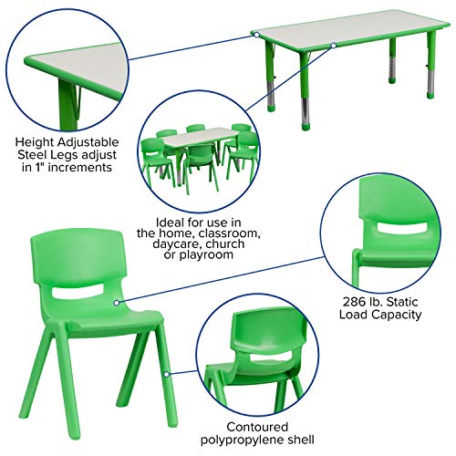 Green 47.25x23.5 Activity Table Set with 6 Chairs
