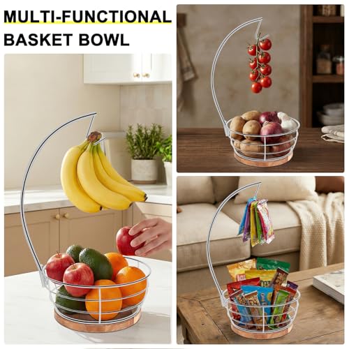 Countertop Fruit Basket Bowl with Banana Hanger