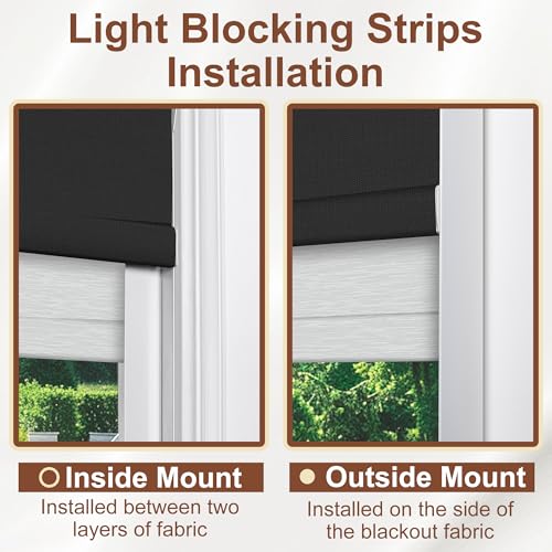 Cordless Dual Roller Shades.Linen Black and White.52 W x 72" H