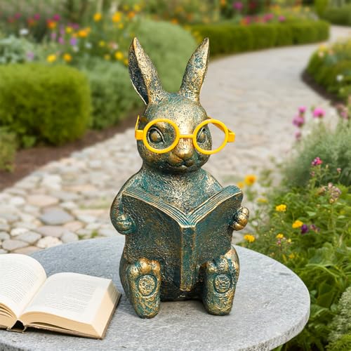 Reading Rabbit Garden Decor with Solar