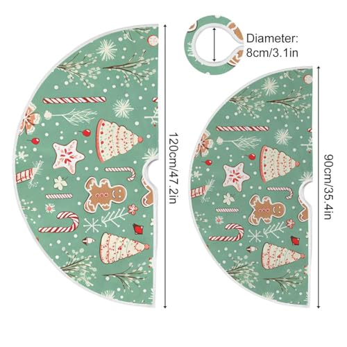 36 Inch Christmas Tree Skirt With Gingerbread Print Pattern