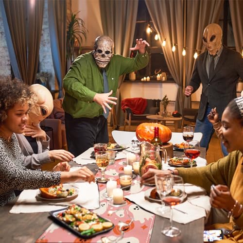 Pink Halloween Table Runner Cute Ghost Table Cover Spooky Halloween Kitchen Dining Decoration for Indoor Outdoor Home Party Supplies