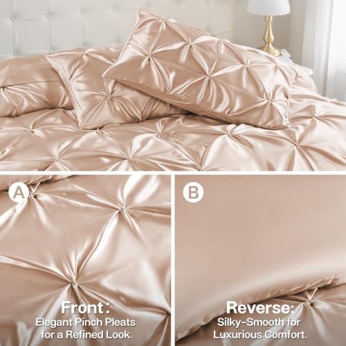 Satin Twin XL Comforter Set Champagne