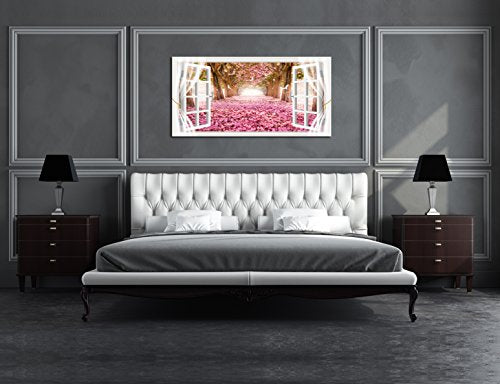 AH40150 Wall Art Trees and Pink Rose Paintings Printed Pictures Stretched and Framed Canvas Paintings Ready to Hang for Home Decorations Wall Decor