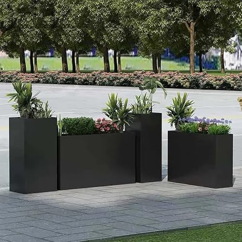 Metal Rectangular Planter 30" L x 12" W x 24" H Tall Black Metal Planter