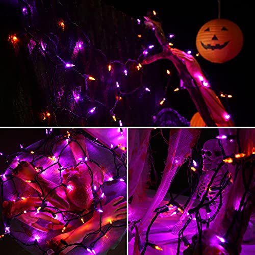 ODEERTONIC Orange & Purple Halloween Mini String Lights (35 Foot)
