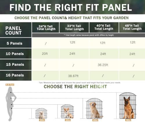 16 Panels Decorative Garden Fence with Lock (142.012 Sq Ft)