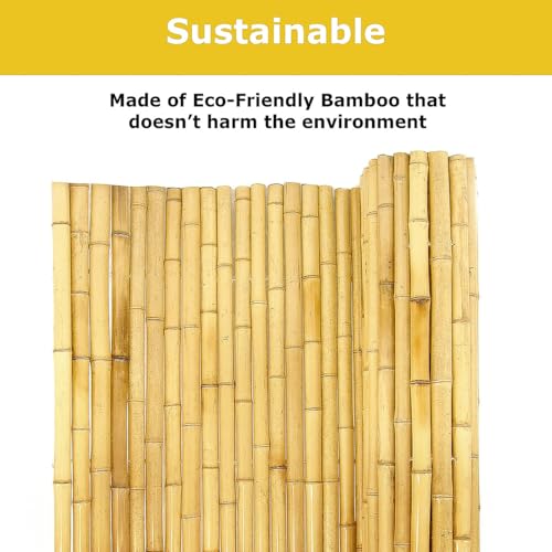 Natural Bamboo Fencing Decorative Rolled Fence Panel 1 in D x 2 ft H x 8 ft L