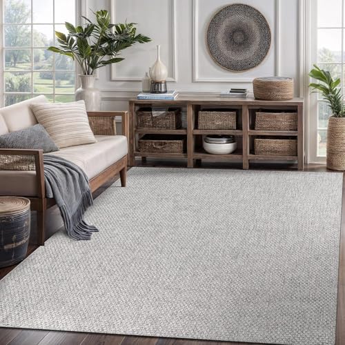 Easy Jute Rug 5x7 Indoor Outdoor Gray Farmhouse Area Rugs for Living Room and Kitchen Rug (35 Sq Ft)