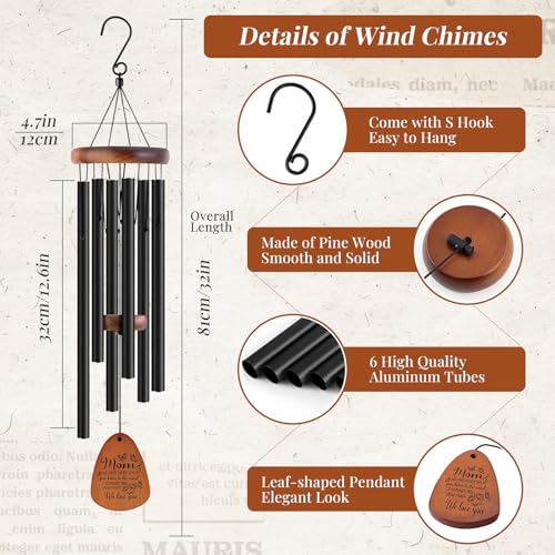 Mother's Bouquet Memorial Wind Chime with Black Tube Decorative Gifts