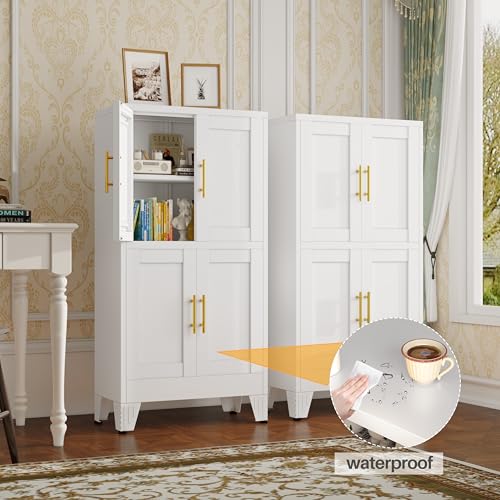 47” White Metal Bathroom Storage Cabinet