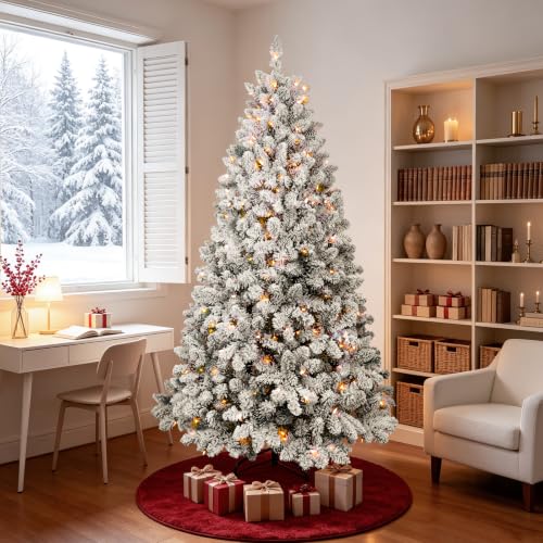 7.5 ft Prelit Flocked Christmas Tree