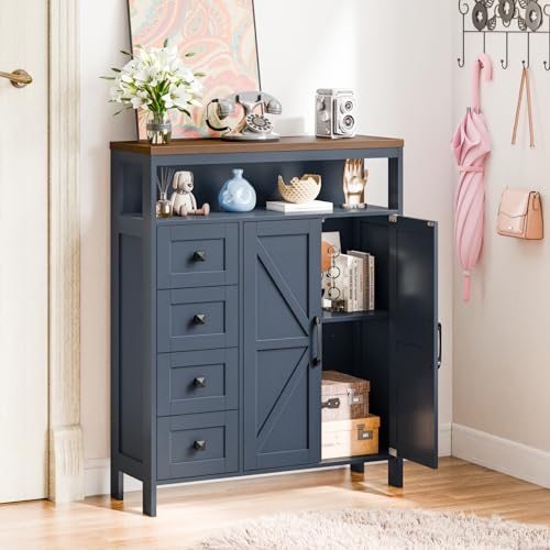 Farmhouse Storage Cabinet with 2 Doors and 4 Drawers