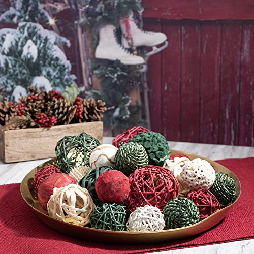 Holiday Red White & Green Decorative Vase & Bowl Filler Bag with Orbs