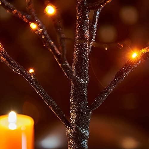 Black Halloween Tree with Lights 24 LED Orange with Timer