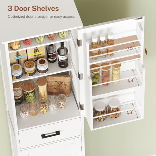 Tall Storage Cabinet with Door Shelves & Drawer