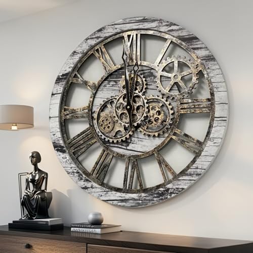 The Original Real Moving Gear Wall Clock Vintage Industrial Oversized Rustic Farmhouse
