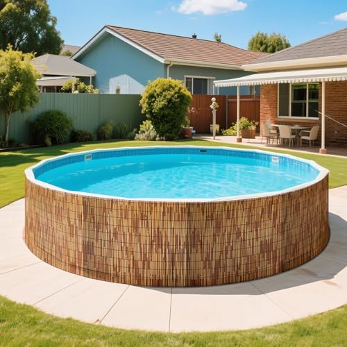 Reed Fencing Rolls Natural Bamboo Fence 5.5 Feet High Privacy Screen Curtains Fence for Balcony Patio Garden Backyard Shades Outdoor 5.5FT X 16.4FT（Brown） (90.2 Sq Ft)
