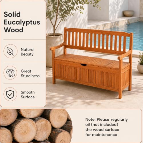 Outdoor Wood Storage Bench Deck Box