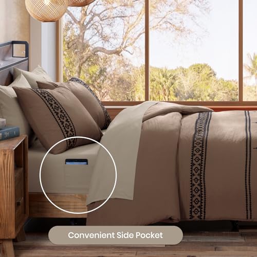 Embroidery Oversized Queen Comforter Set 7 Pieces Bed in a Bag