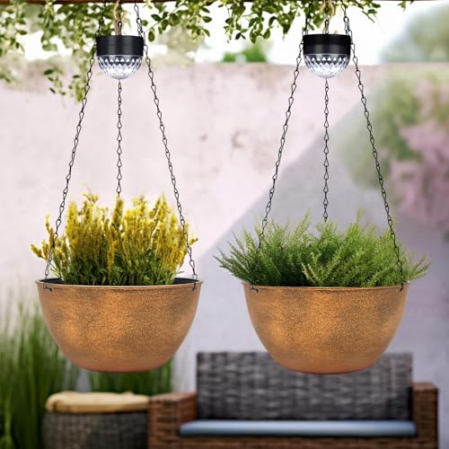 2 Pack Solar Hanging Planters for Plants Outdoor (2 Count)