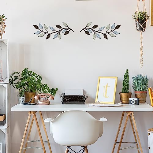 2 Pcs Metal Leaf Wall Art Vine Branch Decor (2 Count)