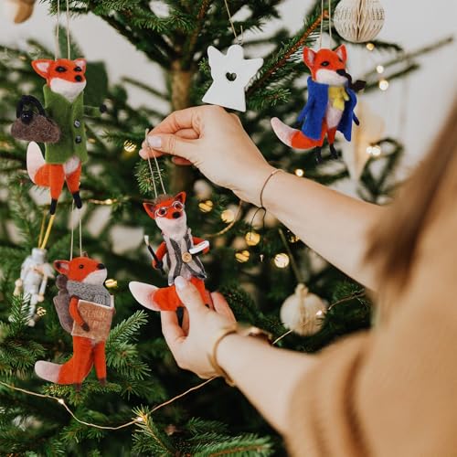 Set of 4 Christmas Felt Fox Ornaments (4 Count)