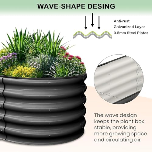 2 Pcs 6x3x1 ft Oval Raised Garden Bed