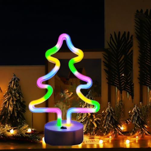 Christmas Tree Neon Light Signs for Bedroom Bedside Dorm Wall Decor
