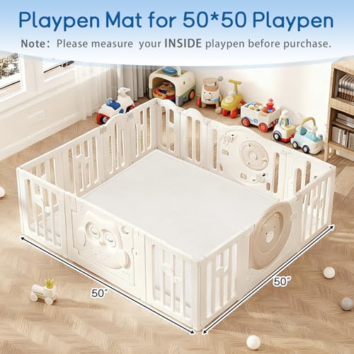 Baby Play Mat for Floor Nursery Rug Muscle Mat Area Rug Playroom Rug 50"x50" Playpen Mat Elastic Foam 1.3" Thick Crawling Mat for Babies