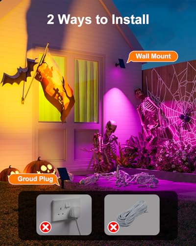 6 Pack Color Changing Solar Power Spot Lights for Halloween Decorations LED (6 Count)