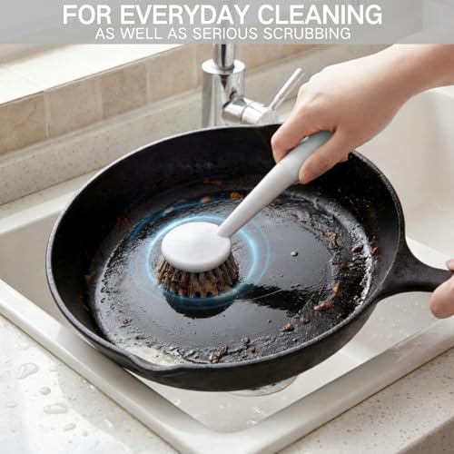 12 Pack Long Handle Dish Scrub Brush Stiff Bristles (12 Count)