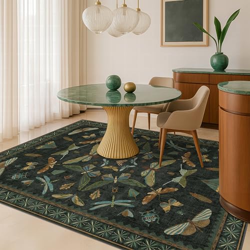 Black and Green Rug 5x8 for Living Room (40 Sq Ft)