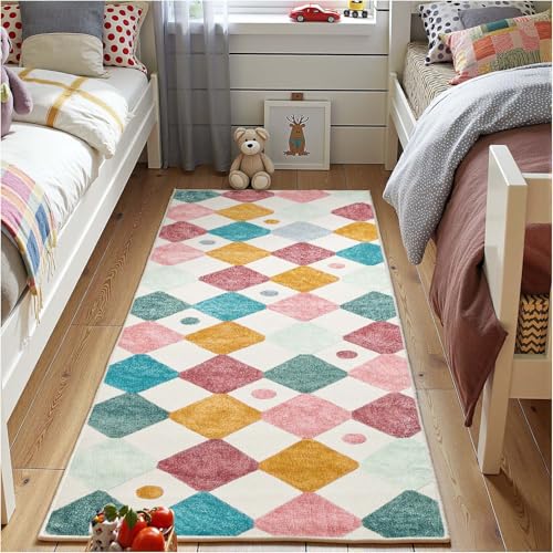 2x6 Runner Rug Colorful Washable Kids Rug Playful Hallway Confetti (12 Sq Ft)
