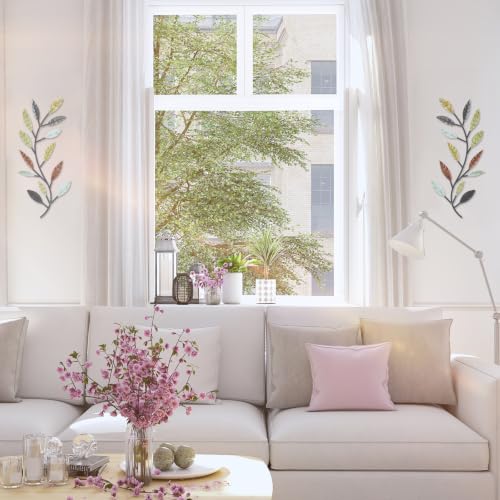 2 Pcs Metal Leaf Wall Art Vine Branch Decor (2 Count)
