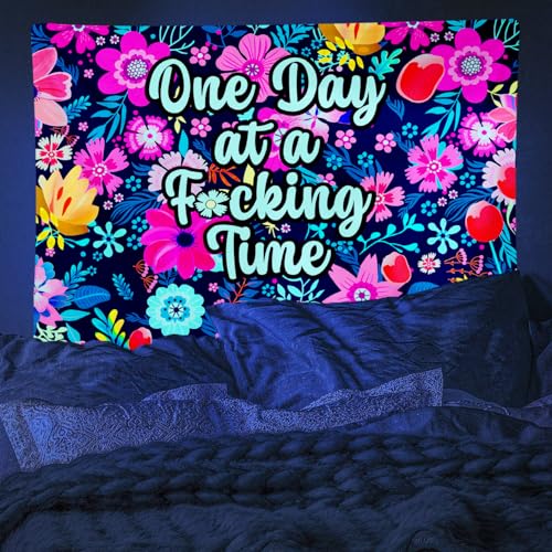 Blacklight Floral Quote Tapestry