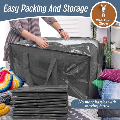 6 Pack Extra Heavy Duty Large Moving Bags with Strong Zipper (6 Count)