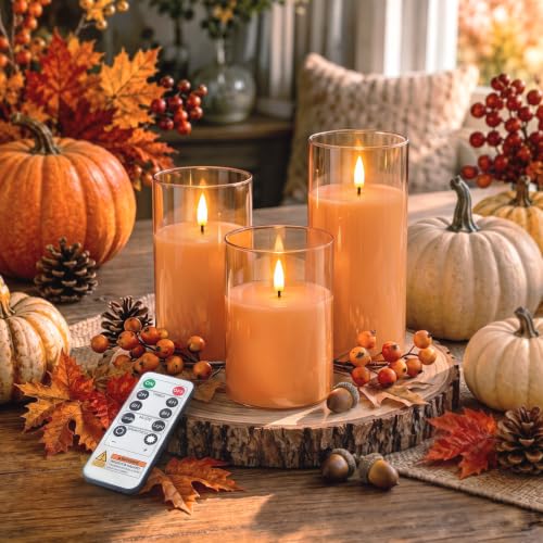 Orange Glass Flameless Candles