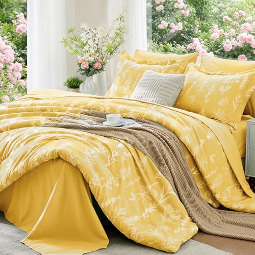 Bright Yellow Bed in a Bag King 7 Pieces