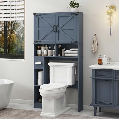 Over The Toilet Storage Cabinet with 2 Barn Doors