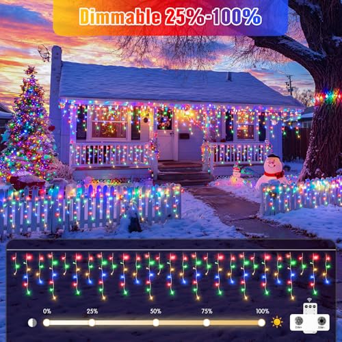Multicolor Icicle Christmas Lights with Remote (38.8 Foot)