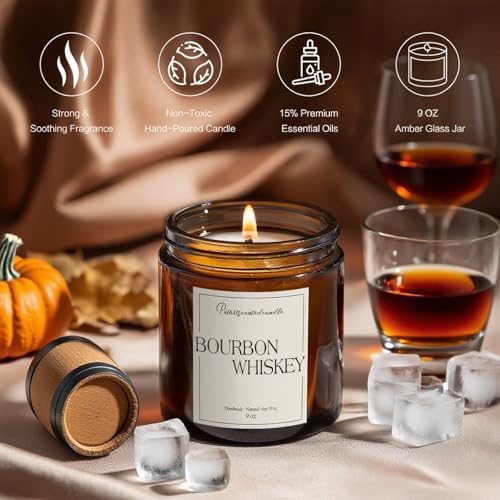 Bourbon Whiskey Scented Candle for Home (14 Ounce)