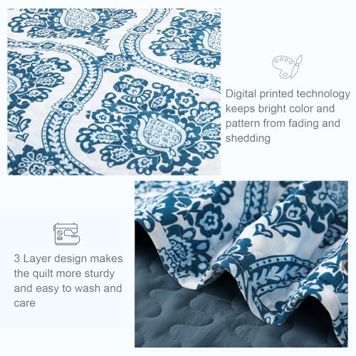 Reversible Boho Quilt King Size Blue