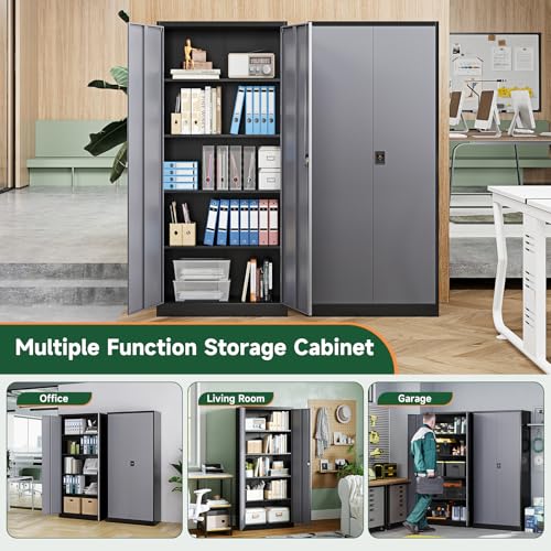 Metal Garage Storage Cabinets with Lock Door and Adjustable Shelves
