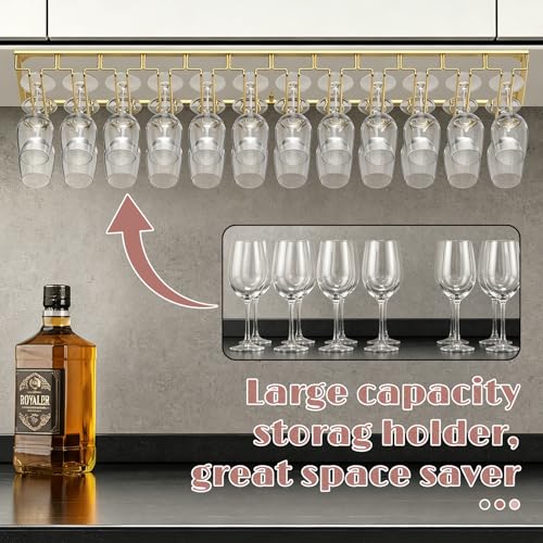 12 Row Wine Glass Rack Under Cabinet Large Capacity