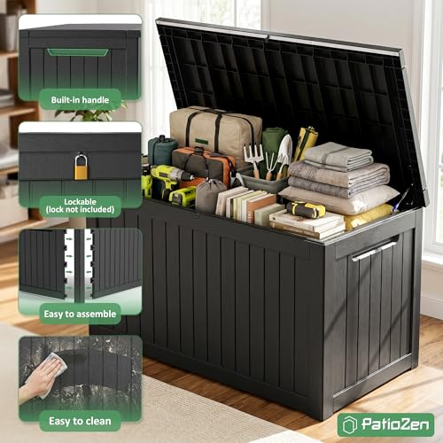 310 Gallon Deck Box Lockable Waterproof UV Resistant Black