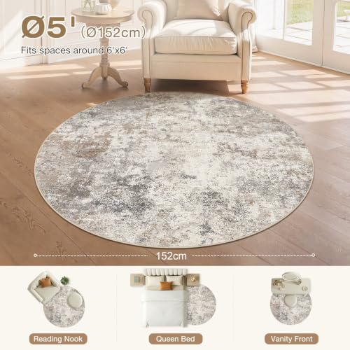 5ft Round Area Rug Living Room Rugs (24 Count)