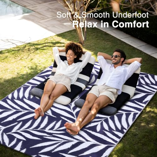 Outdoor Rug 5x8 ft Waterproof Reversible Leaf Mat